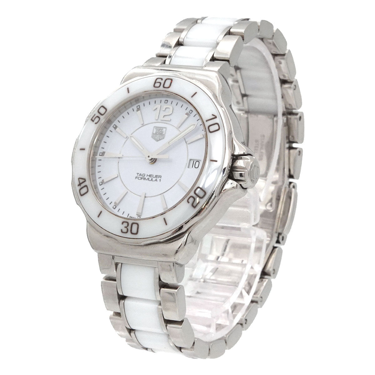 Formula 1 WAH1211 Date Quartz White Dial Ceramic Ladies Watch