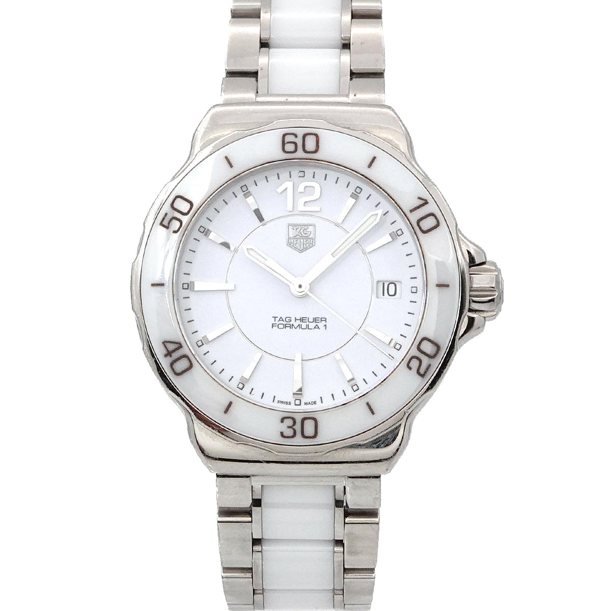 Formula 1 WAH1211 Date Quartz White Dial Ceramic Ladies Watch
