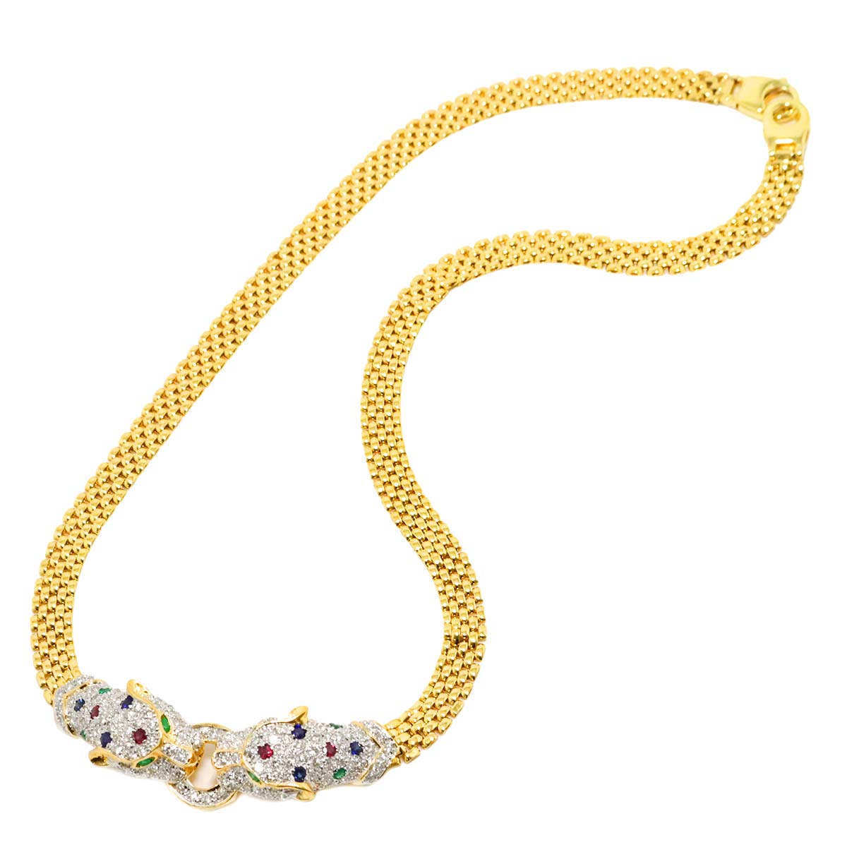 Diamond 1.85ct Multi Stone Necklace 18K YG Yellow Gold 750