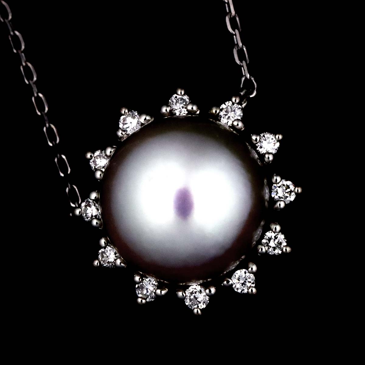 Akoya Pearl 7.3mm Diamond 0.06ct Necklace Pt Platinum
