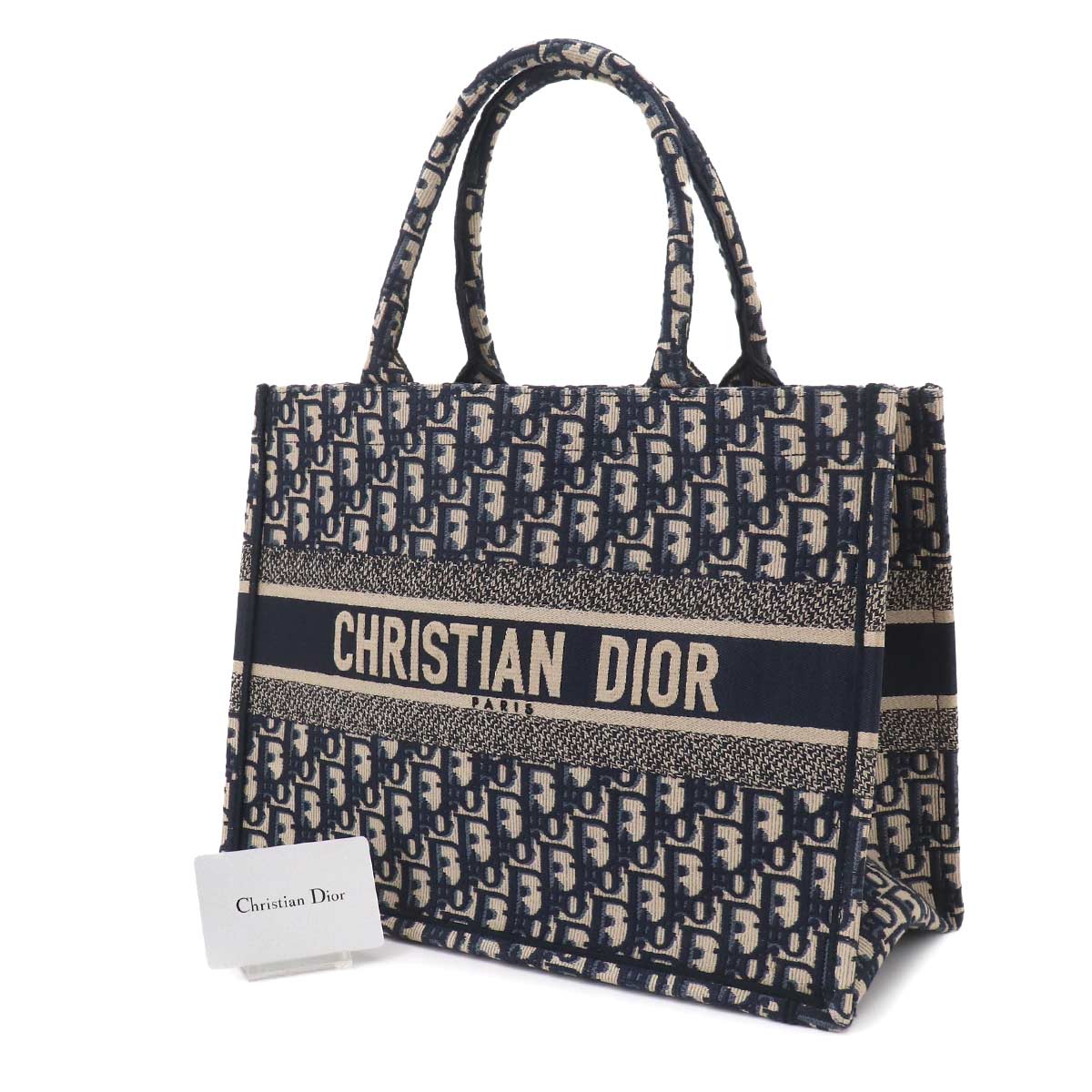 Oblique Book Tote Medium Bag Canvas Navy M1296ZRIW