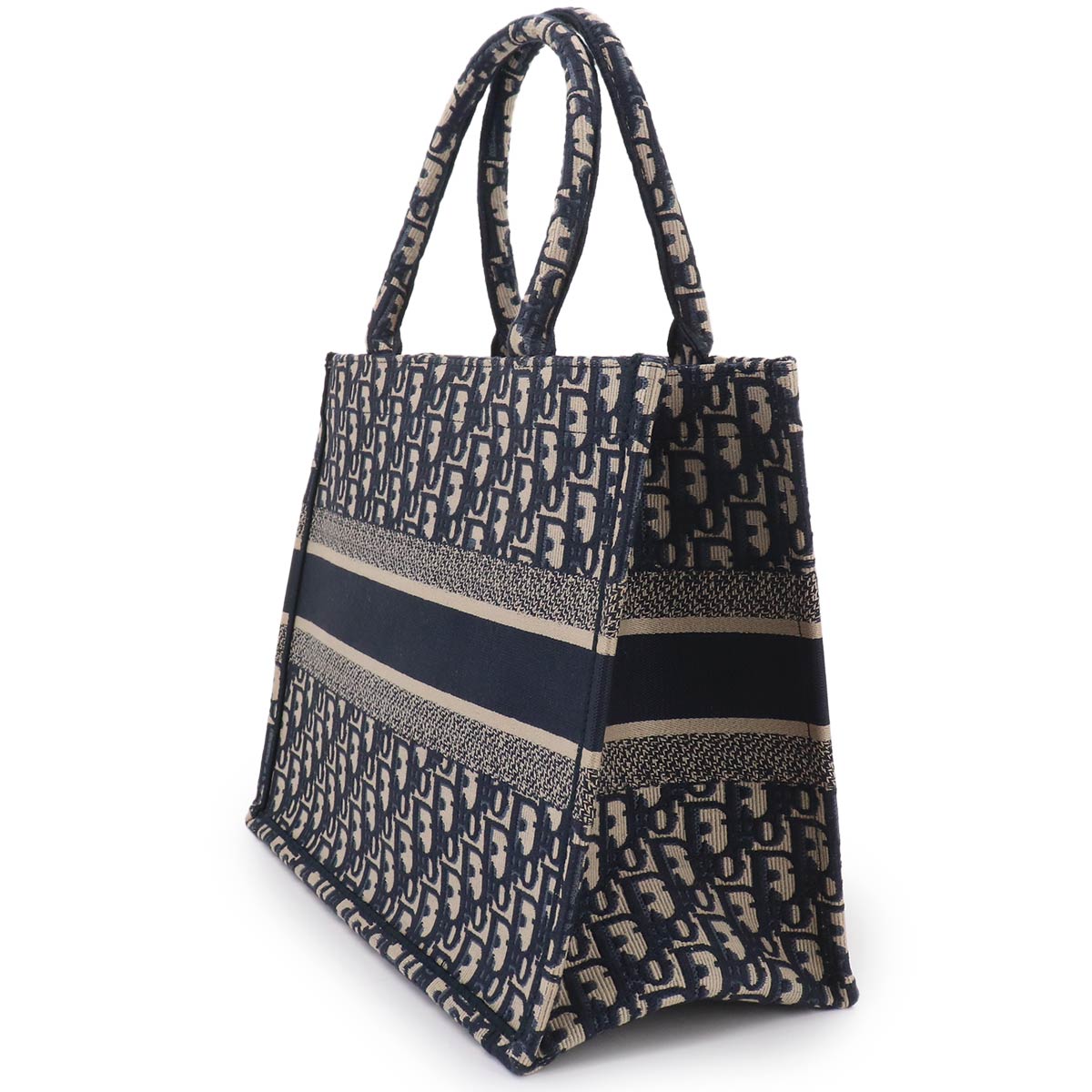 Oblique Book Tote Medium Bag Canvas Navy M1296ZRIW