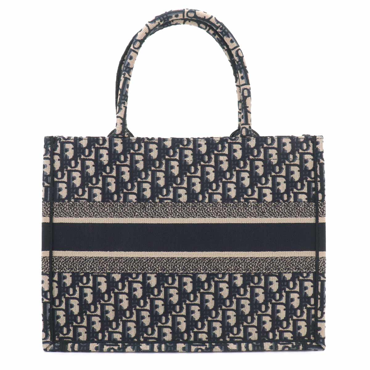 Oblique Book Tote Medium Bag Canvas Navy M1296ZRIW