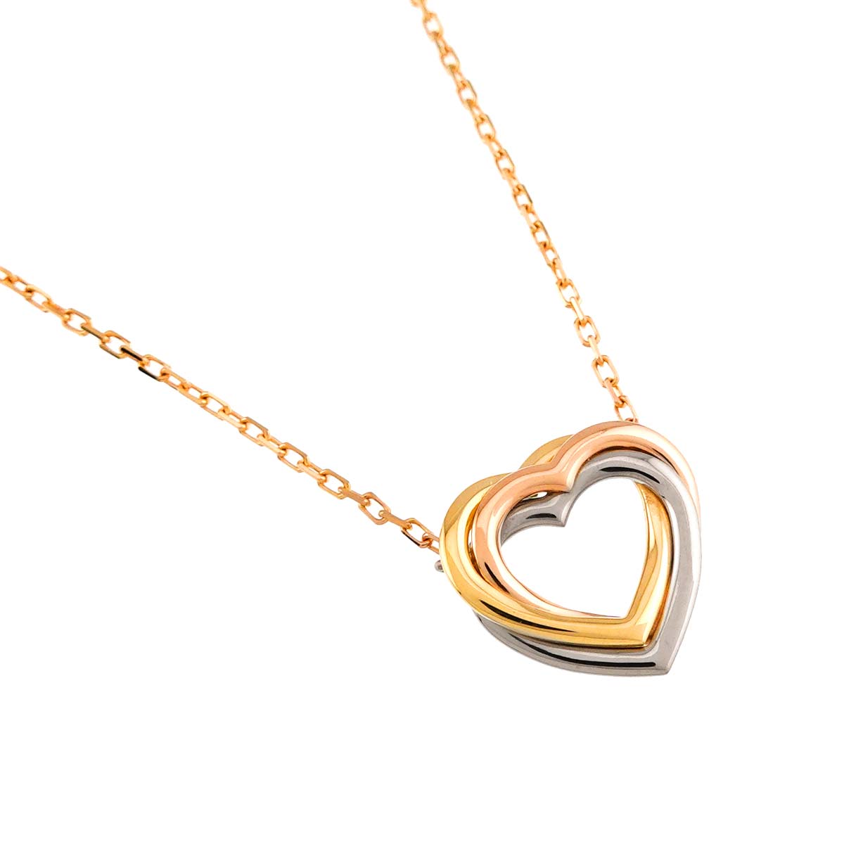 Trinity Heart Necklace 18K YG WG PG 750