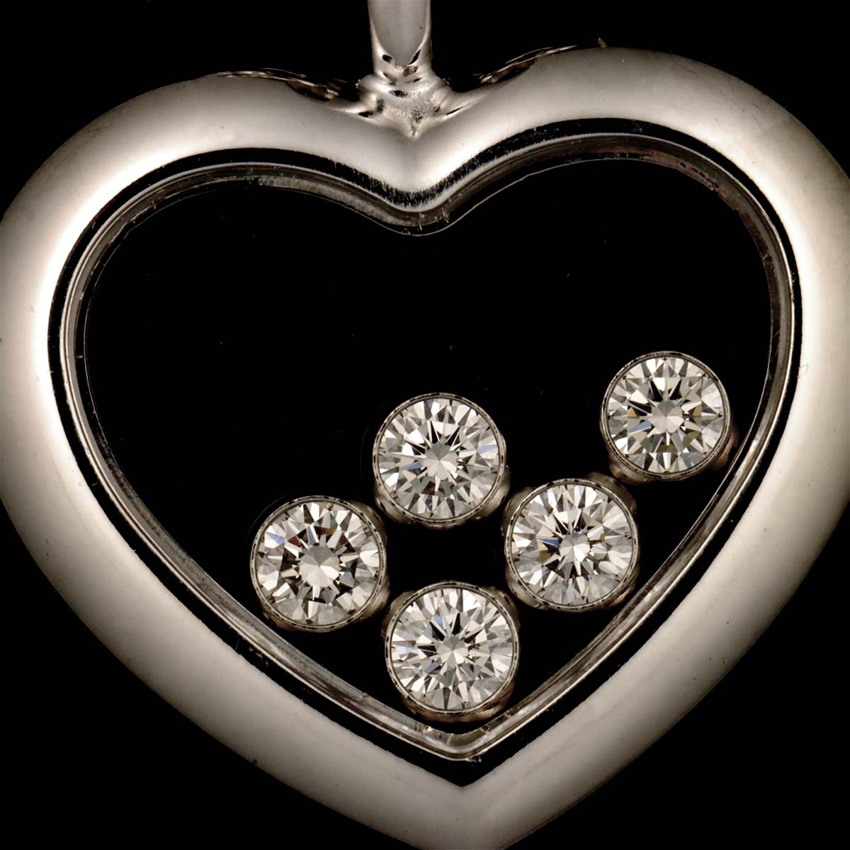 Happy Diamond Heart Necklace 18K White Gold 750