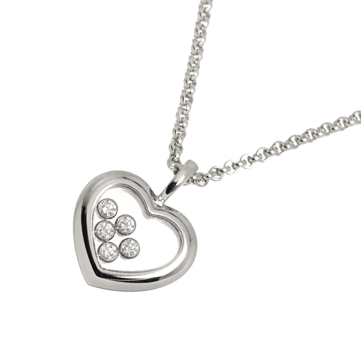 Happy Diamond Heart Necklace 18K White Gold 750