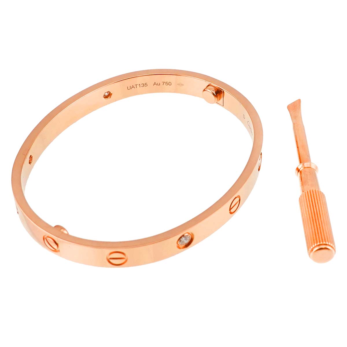 Love Bracelet Bangle Diamond 4P 18K Pink Gold 750 Size17