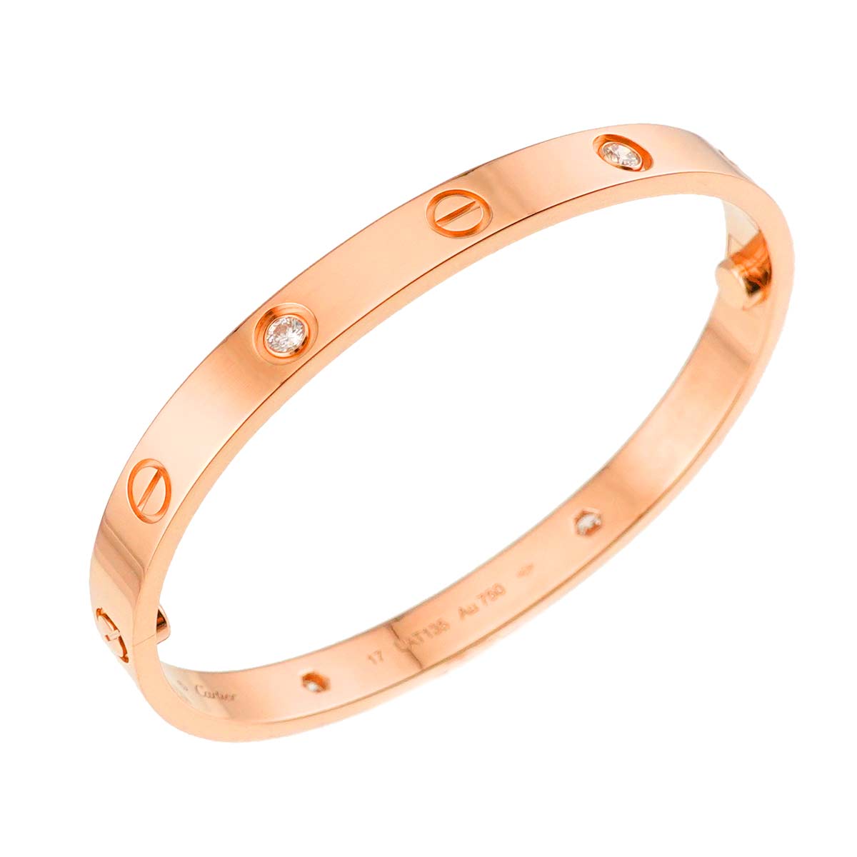 Love Bracelet Bangle Diamond 4P 18K Pink Gold 750 Size17