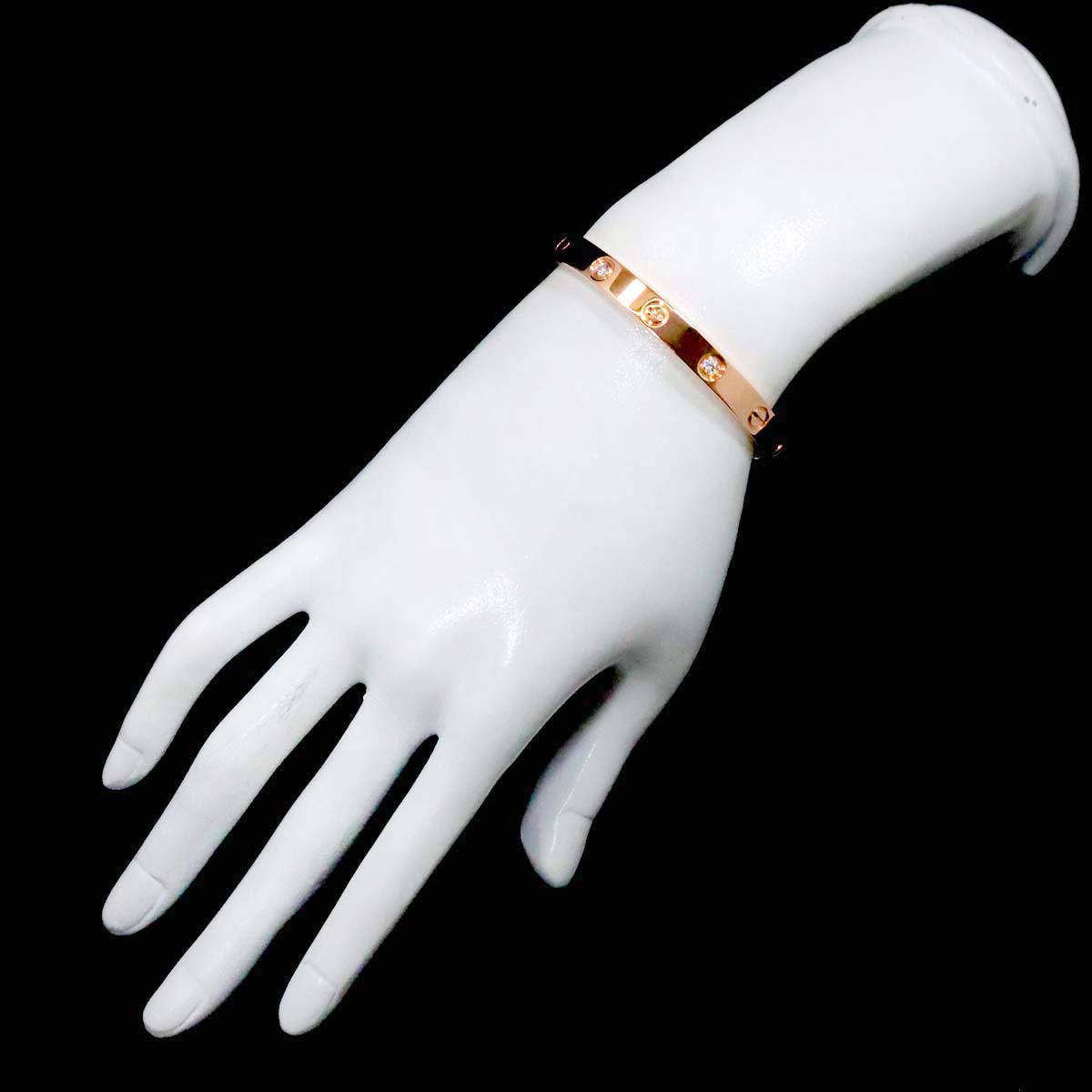 Love Bracelet Bangle Diamond 4P 18K Pink Gold 750 Size17