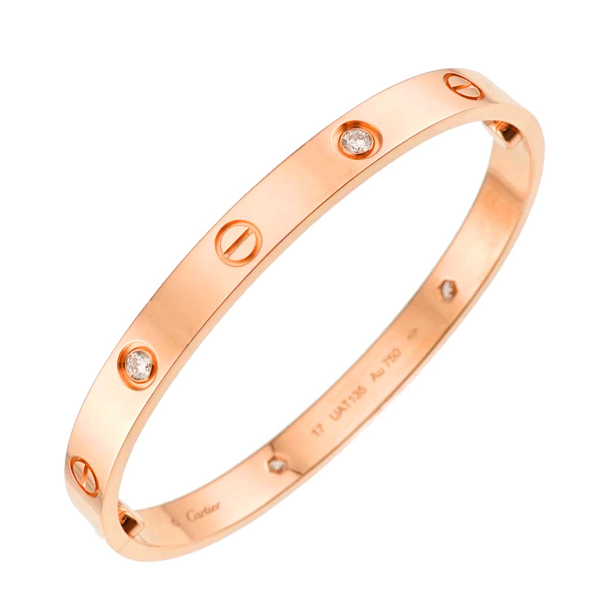 Love Bracelet Bangle Diamond 4P 18K Pink Gold 750 Size17