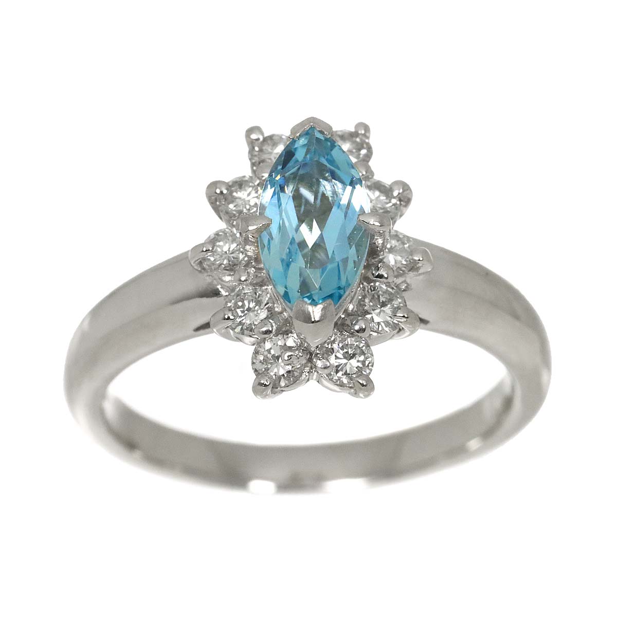Aquamarine Diamond 0.30ct Ring Platinum size4.75-5(US)