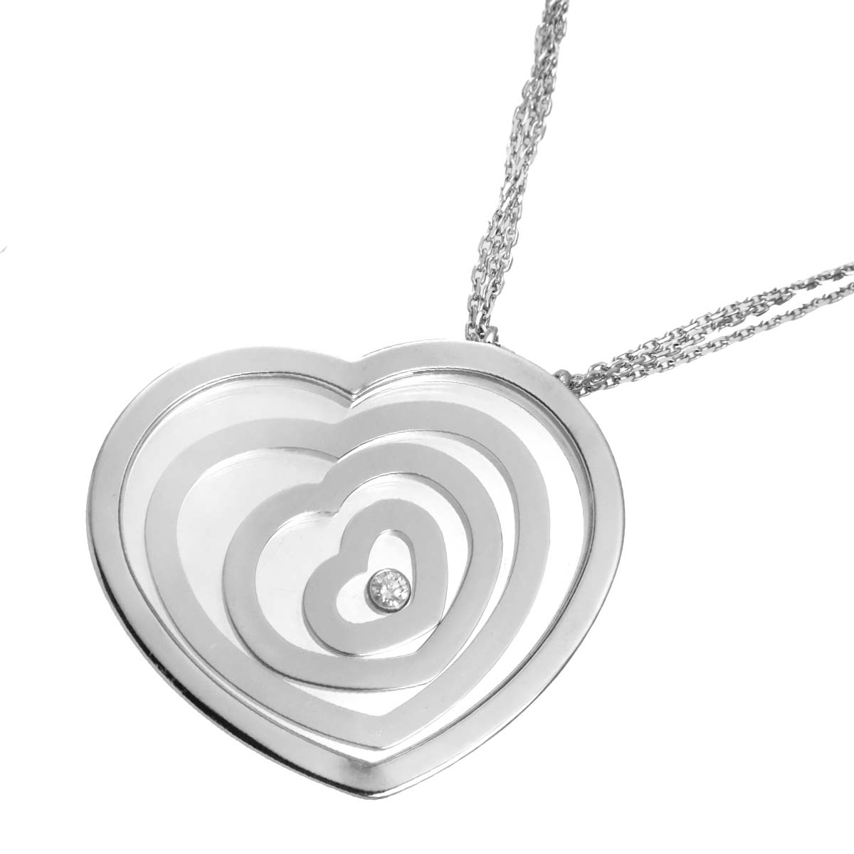 Happy Spirit Heart Diamond Necklace 18K White Gold 750