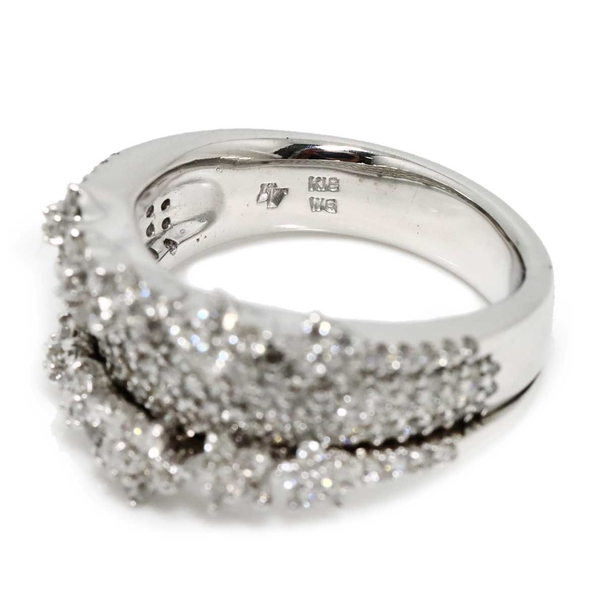 Diamond 1.67ct Flower Ring 18K WG 750 Size8-8.25(US)