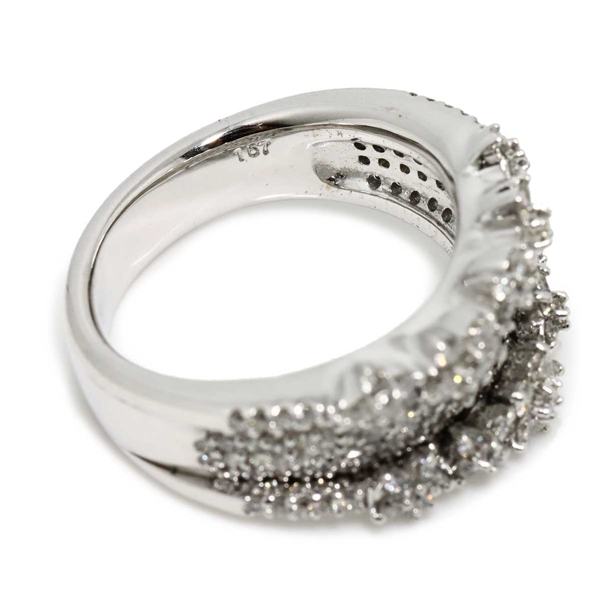 Diamond 1.67ct Flower Ring 18K WG 750 Size8-8.25(US)