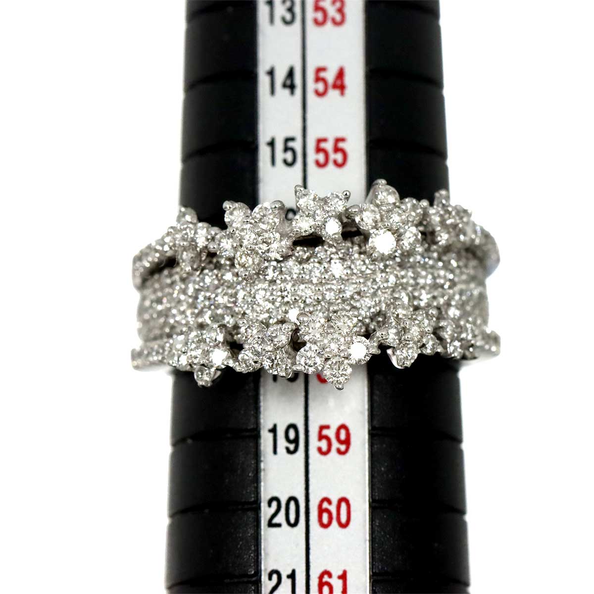 Diamond 1.67ct Flower Ring 18K WG 750 Size8-8.25(US)