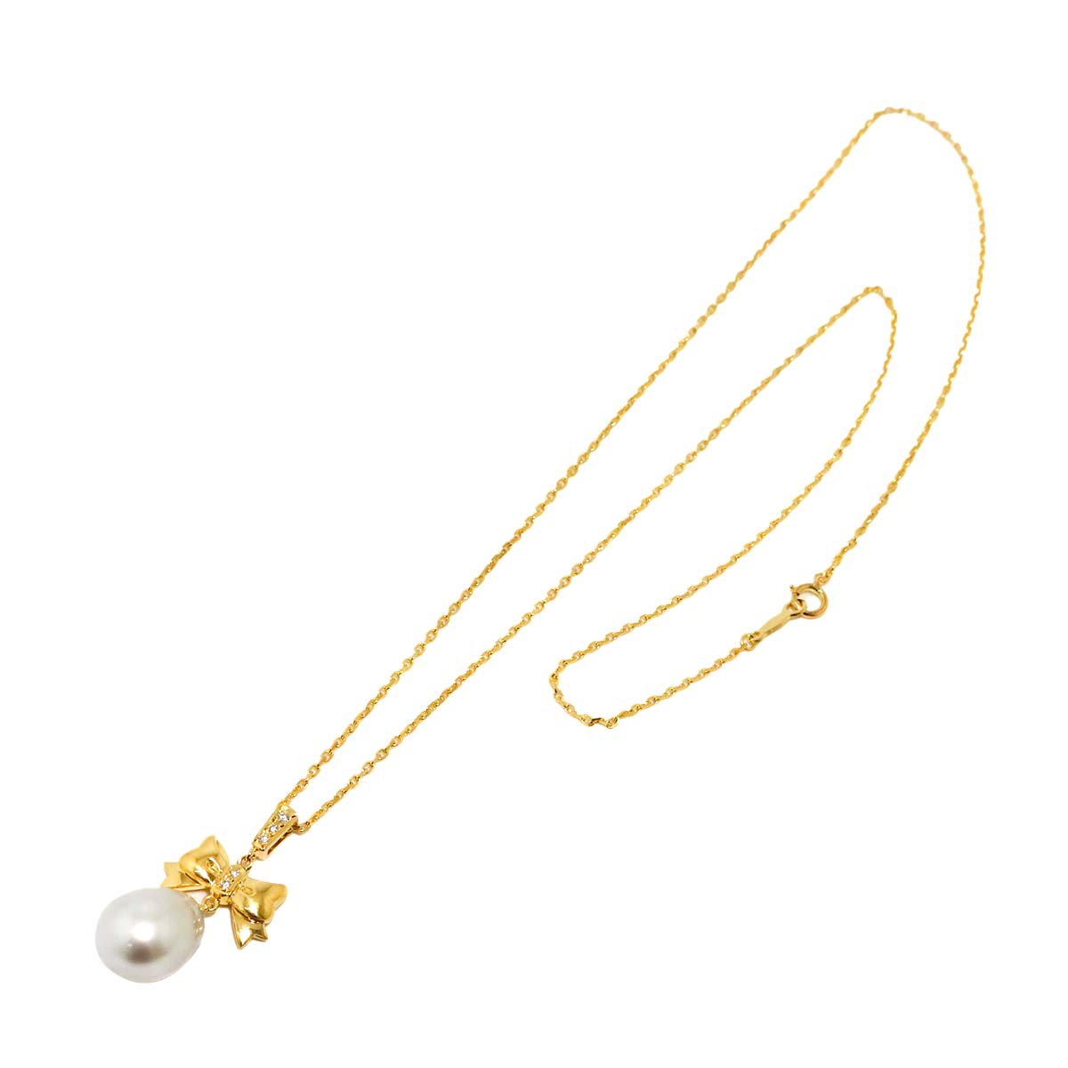 Baroque Pearl Diamond 0.04ct Necklace 18K YG 750