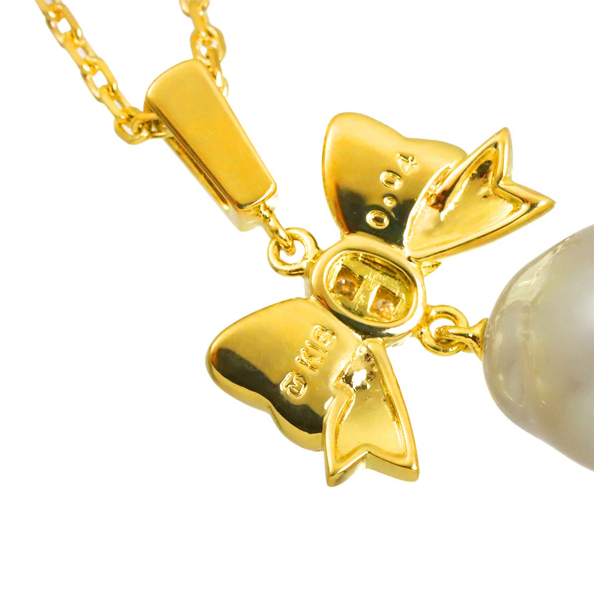 Baroque Pearl Diamond 0.04ct Necklace 18K YG 750