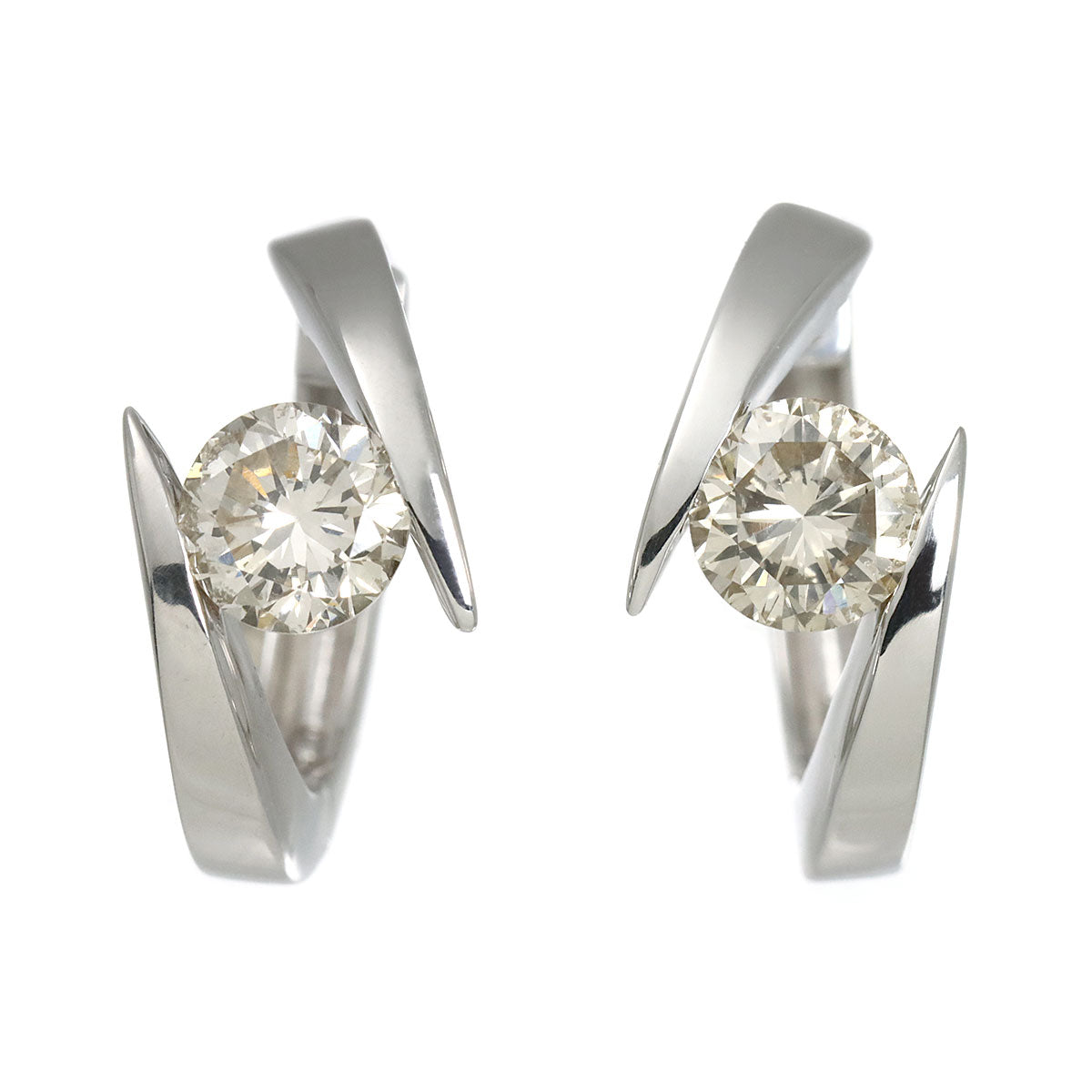 Diamond 0.50ct/0.50ct Earrings Pierced 18K K18 WG 750