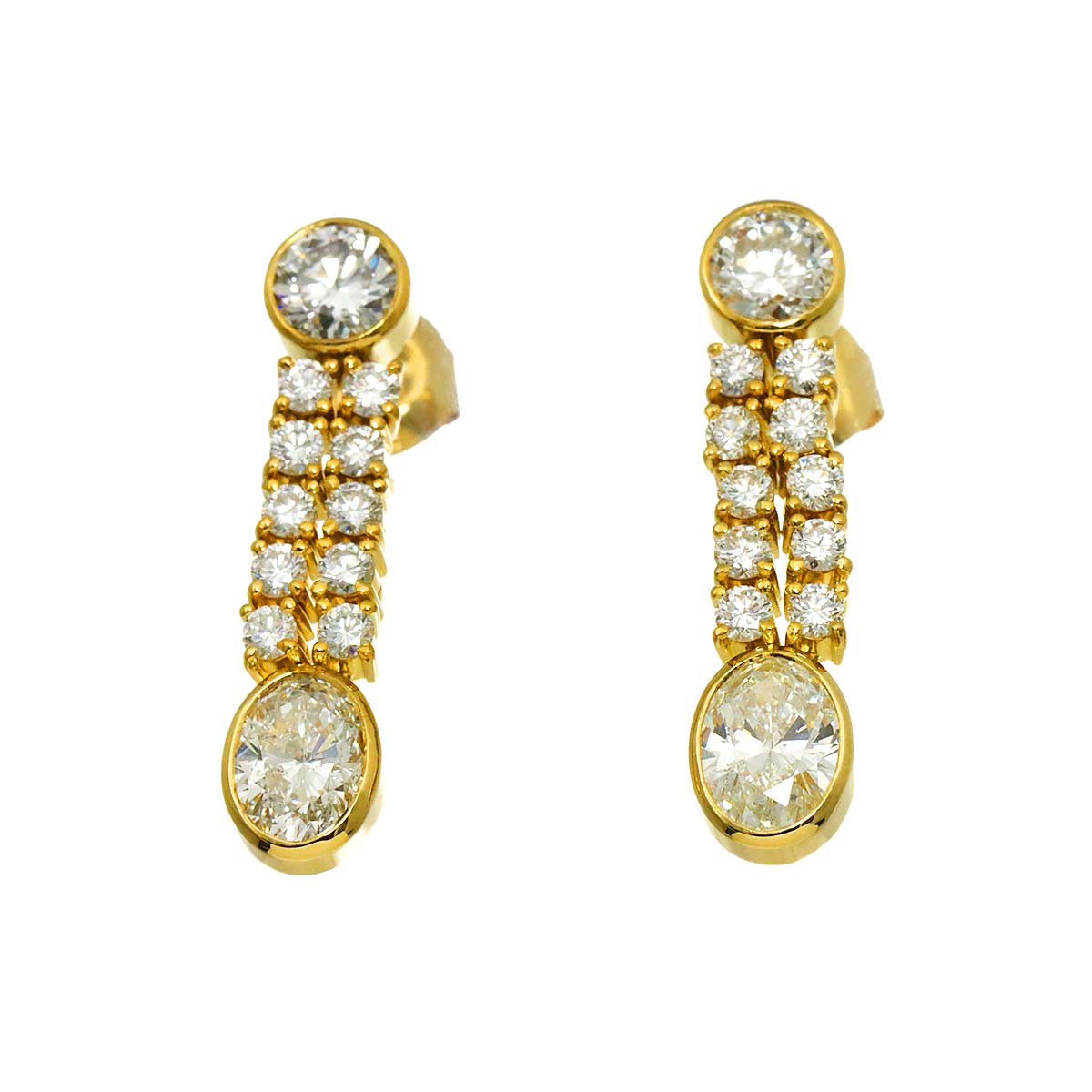 Diamond 1.07ct/1.08ct 0.38ct/0.38ct Earrings Pierced 18K YG 750