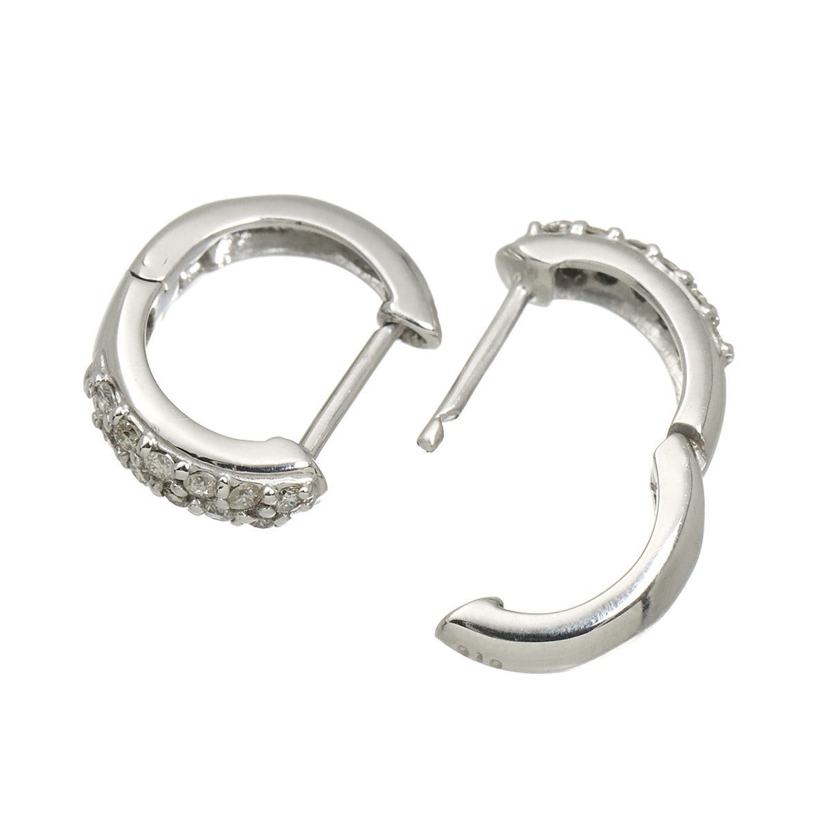Diamond 0.10ct/0.10ct Earrings Pierced 18K K18 WG 750