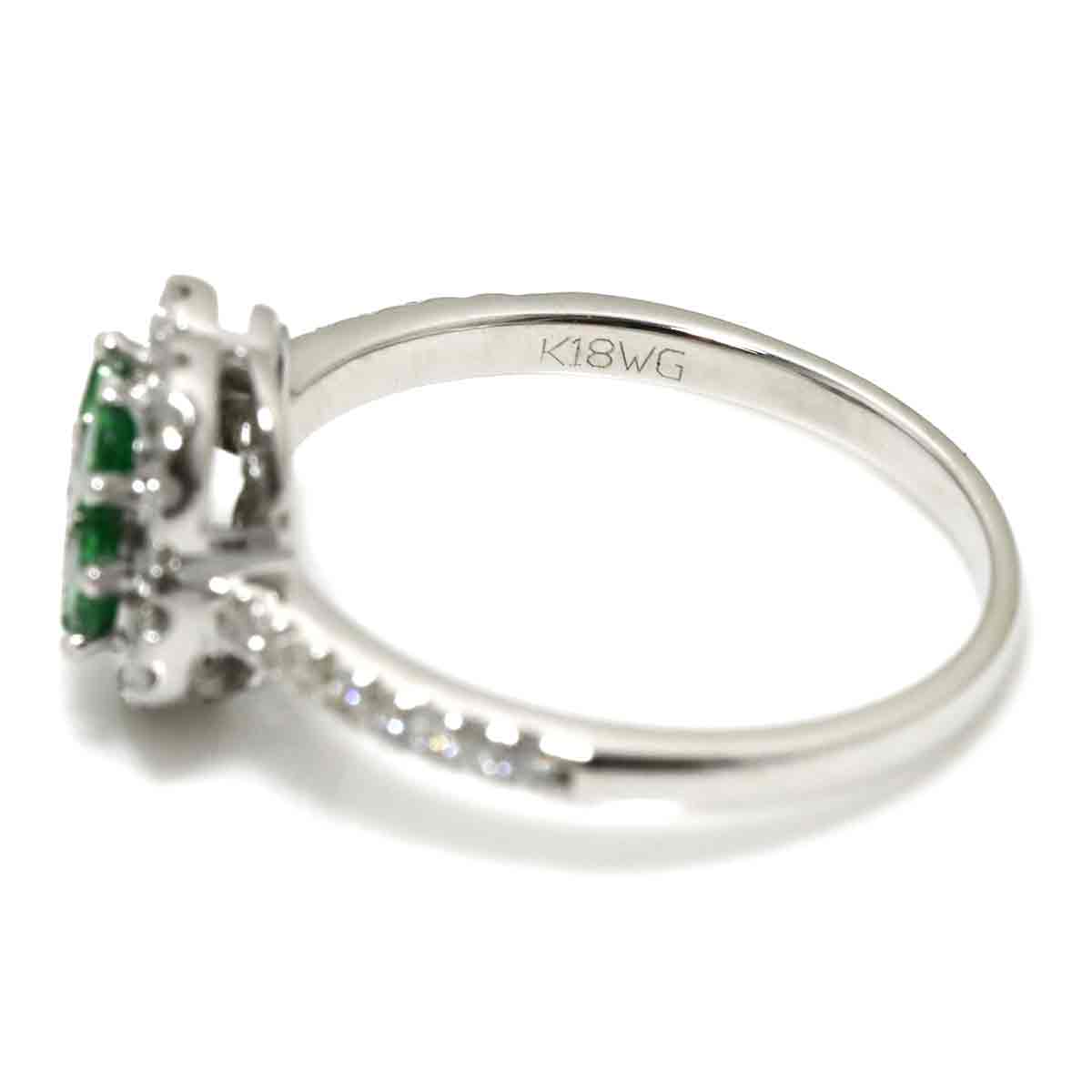 Garnet 0.40ct Diamond 0.28ct Ring 18K K18 WG White Gold size6(US)