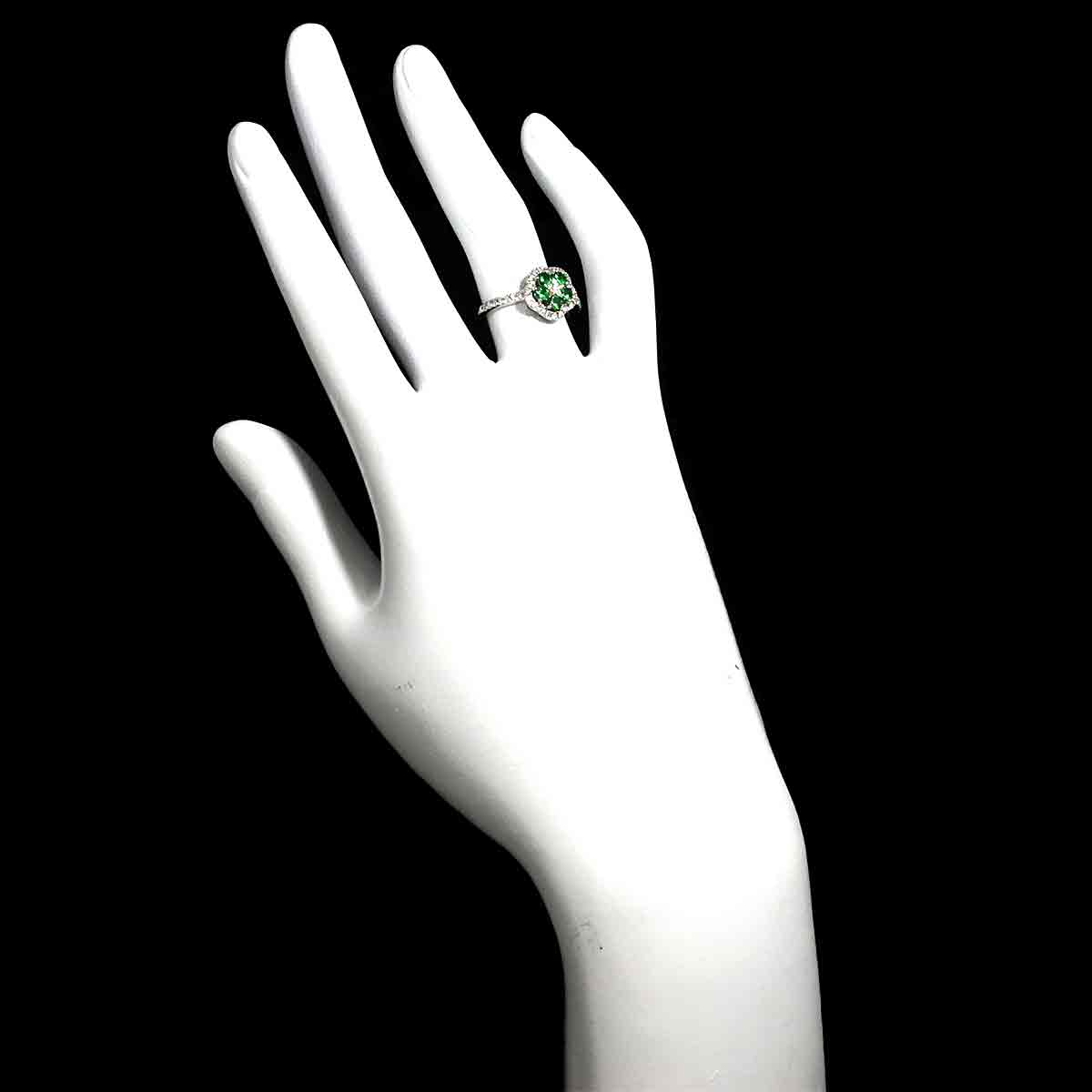 Garnet 0.40ct Diamond 0.28ct Ring 18K K18 WG White Gold size6(US)