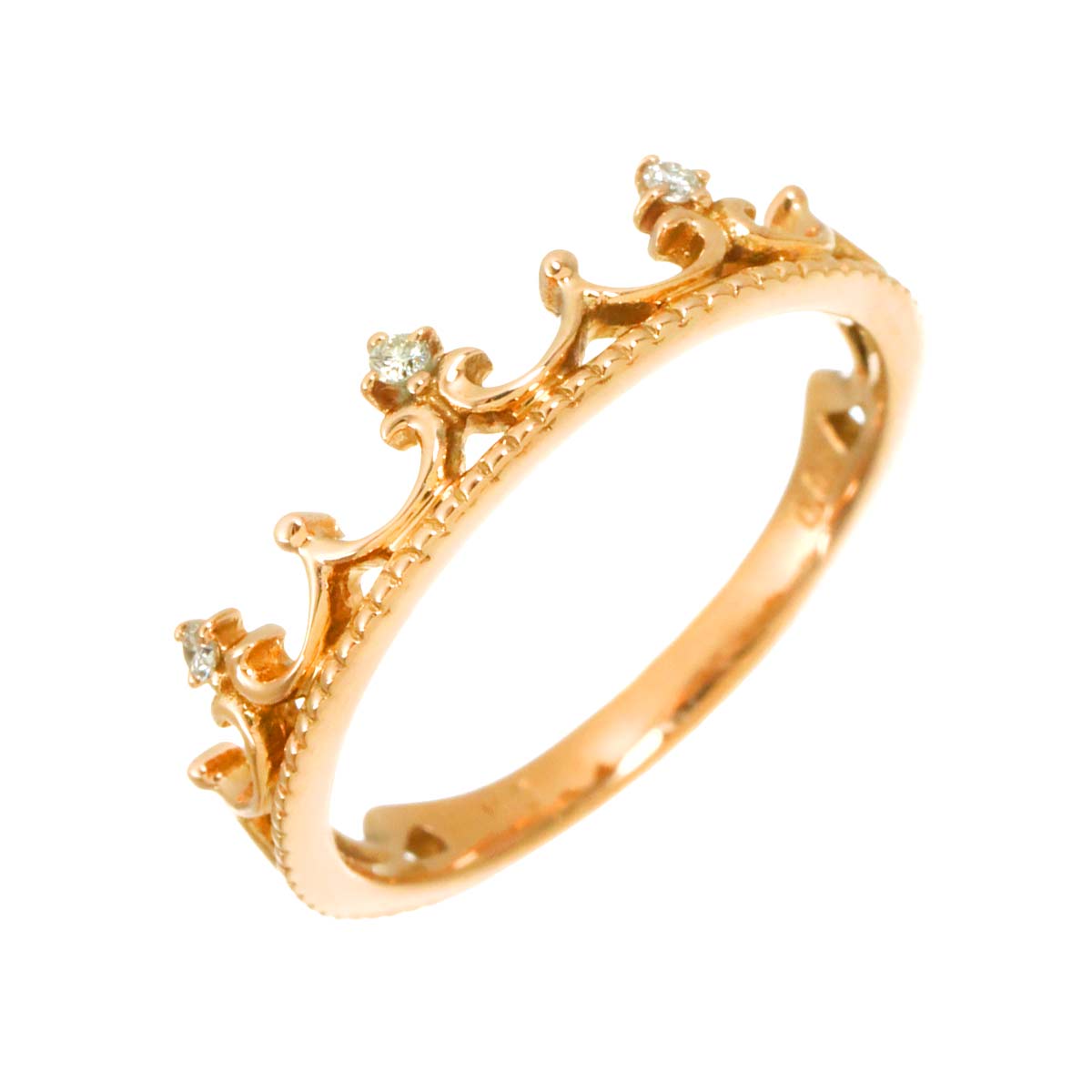 Diamond 0.03ct Ring 18K PG Pink Gold 750 Size5.25(US)