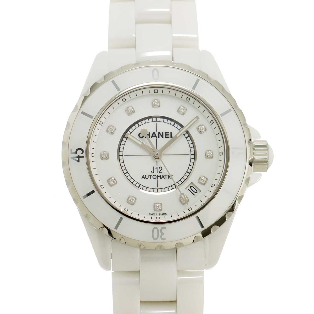 J12 38mm H1629 12P Diamond Automatic White Dial Mens Watch