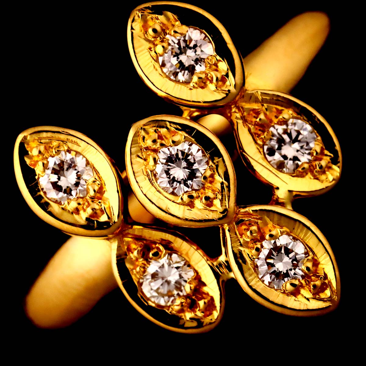 Diamond Ring 18K YG 750 size5.5-5.75(US)