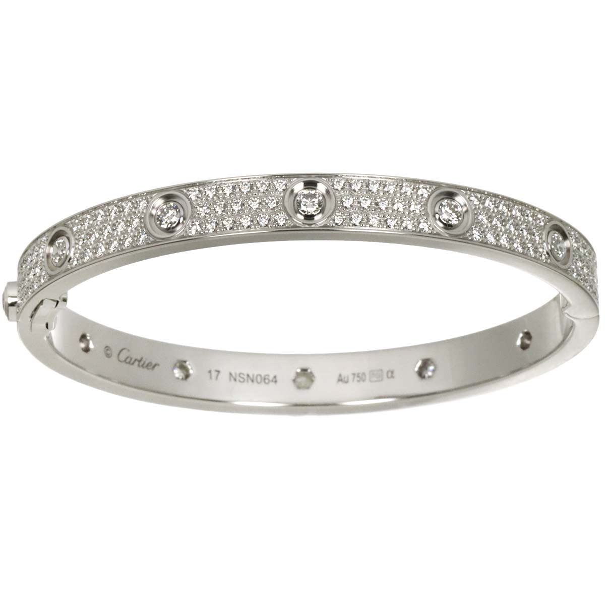 Love Bracelet Full Pave Diamond 12 stones 18K WG 750 Size17