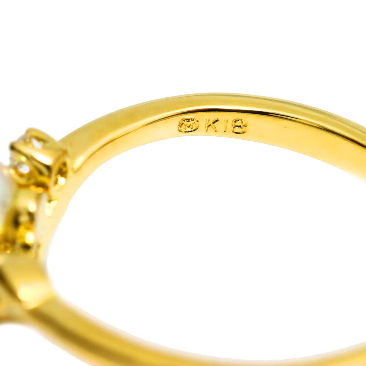 Akoya Pearl 4.0mmiamond Ring 18K YG 750 Size4.75-5(US)