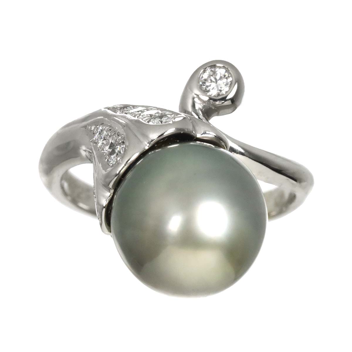 South Sea Pearl Diamond Ring Pt Size5.25-5.5(US)
