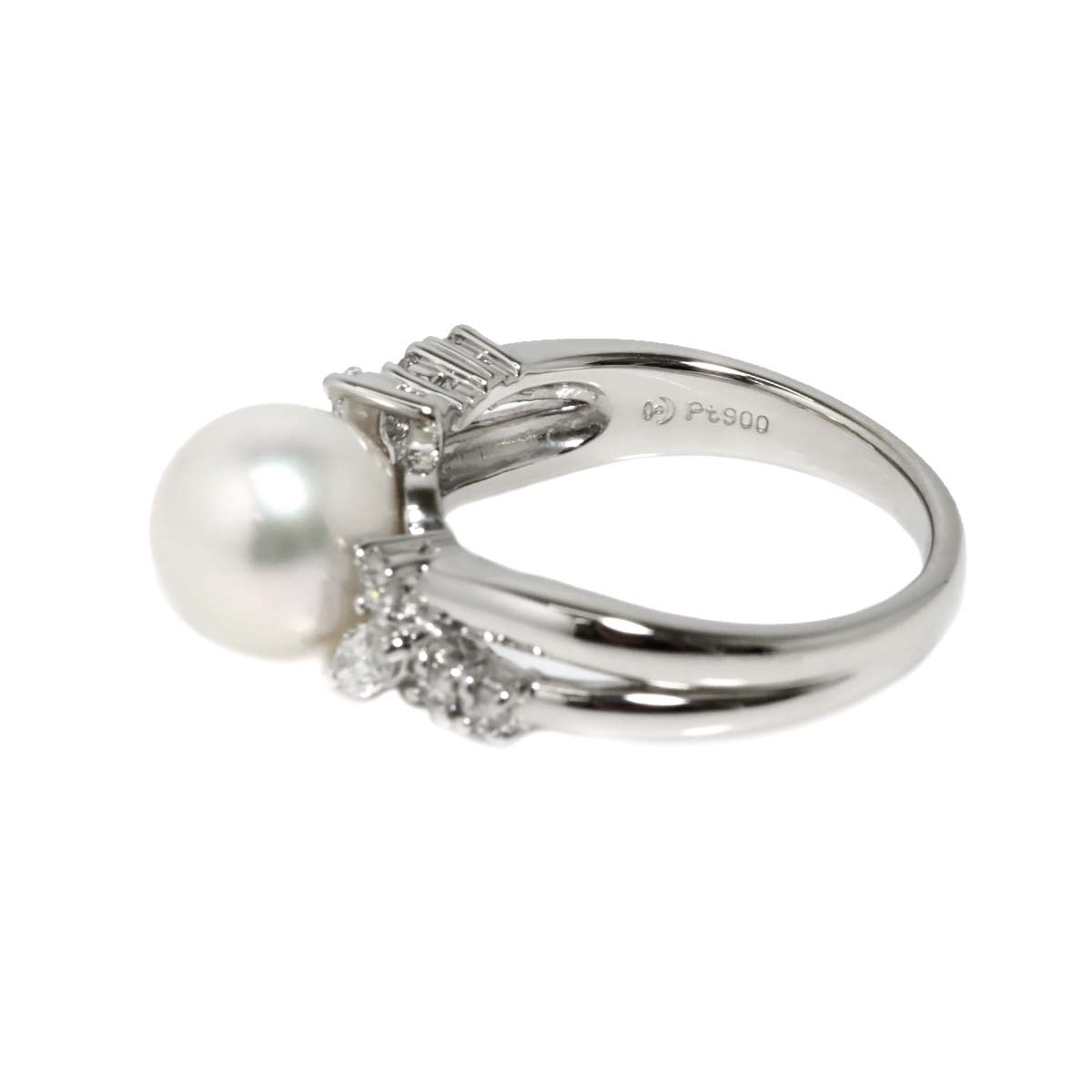 Akoya Pearl 8.5mm Diamond 0.35ct Ring Pt size5.25(US)