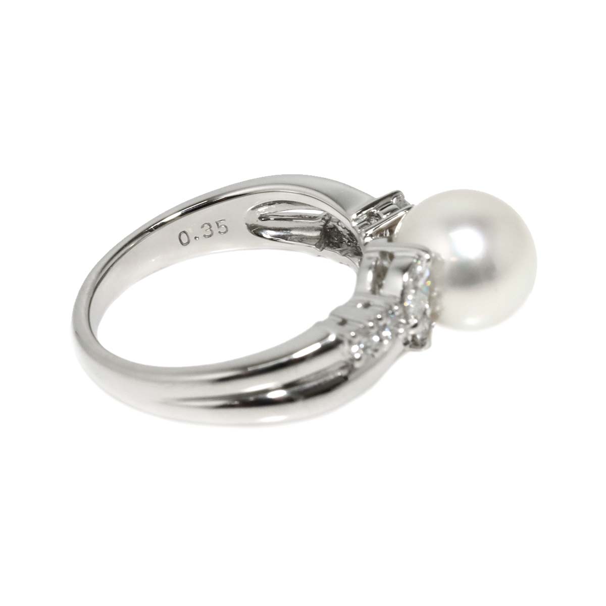 Akoya Pearl 8.5mm Diamond 0.35ct Ring Pt size5.25(US)