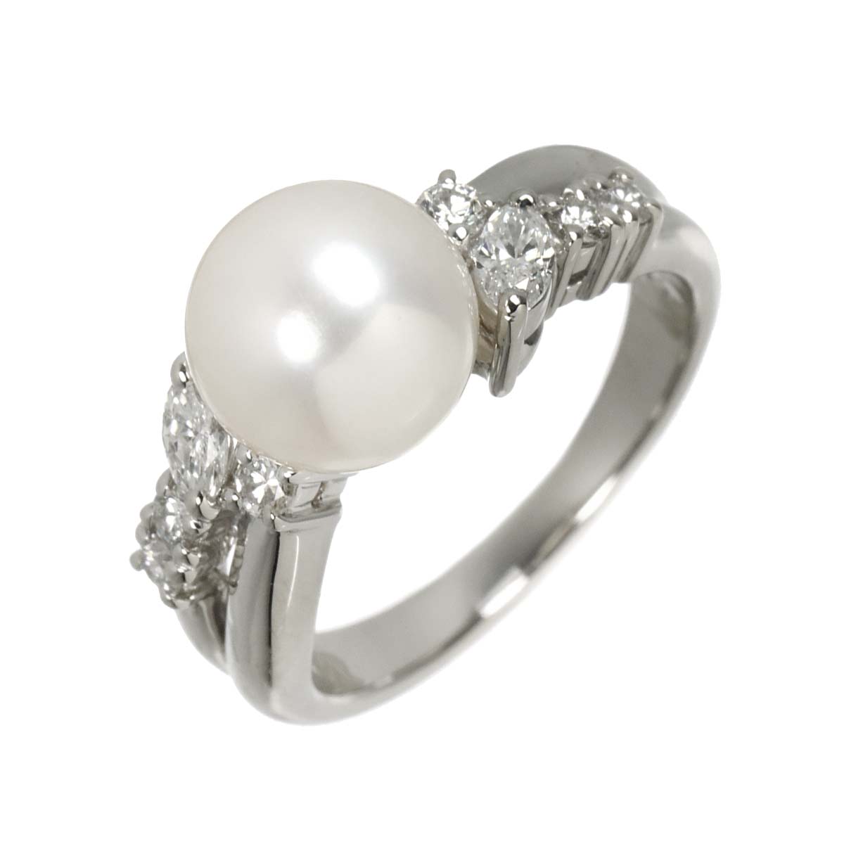 Akoya Pearl 8.5mm Diamond 0.35ct Ring Pt size5.25(US)