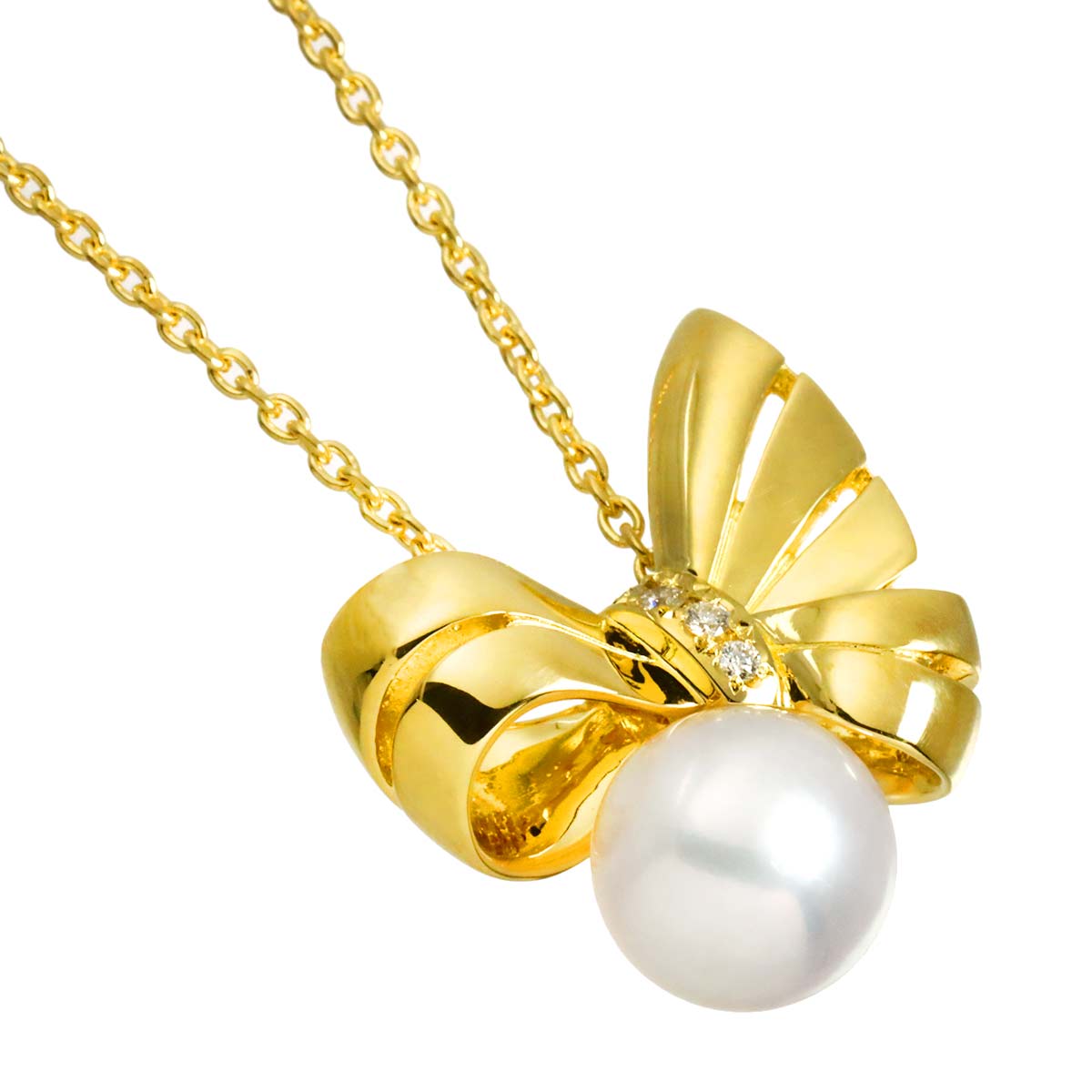 Akoya Pearl 8.0mm Diamond Necklace 18K YG 750