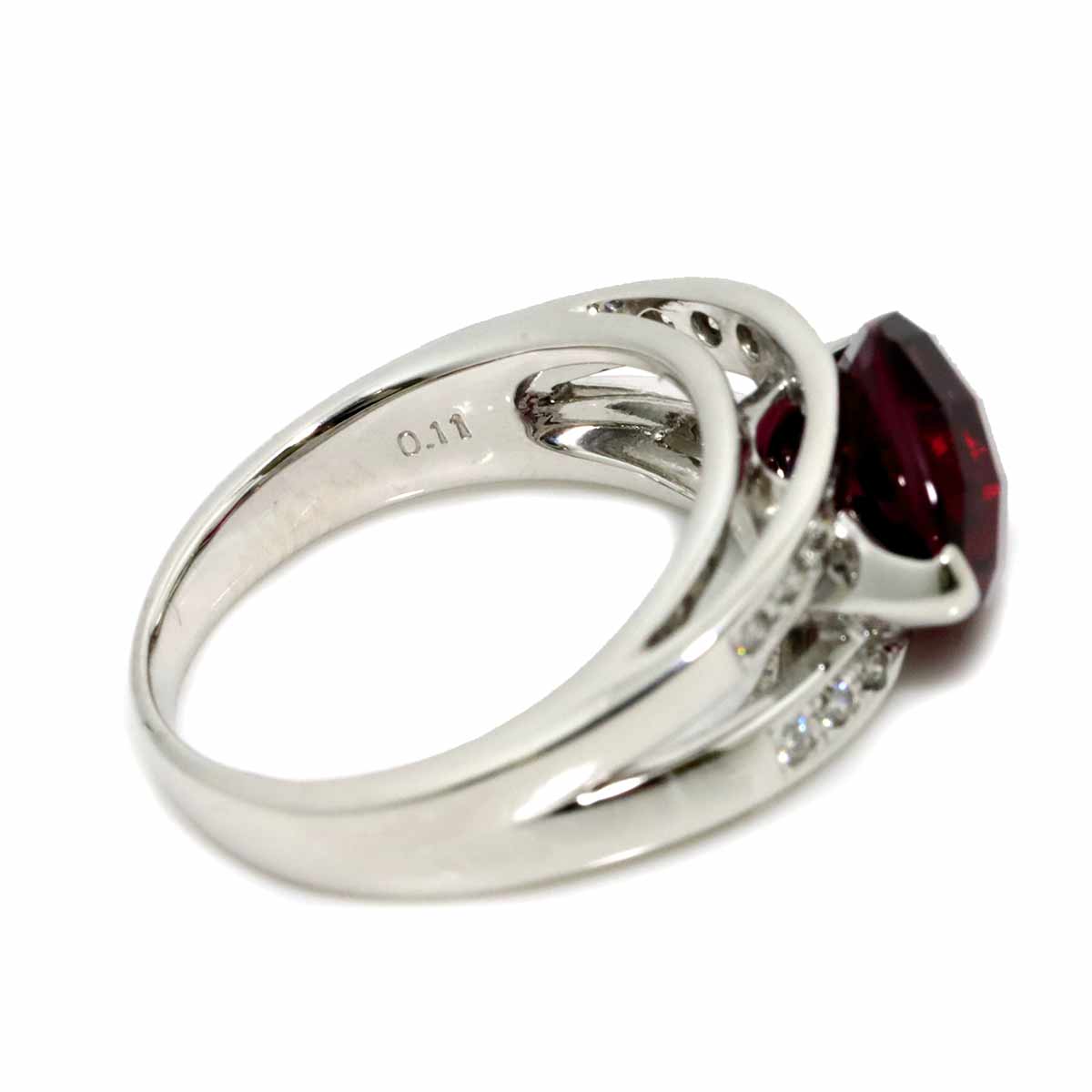 Garnet 4.33ct Diamond 0.11ct Ring 18K WG 750 size6(US)