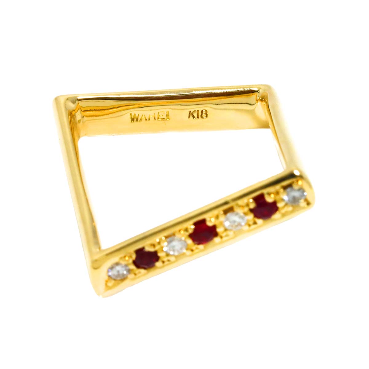 Ruby 0.16ct Diamond 0.12ct Ring 18K YG 750 Size6.25-6.5(US)