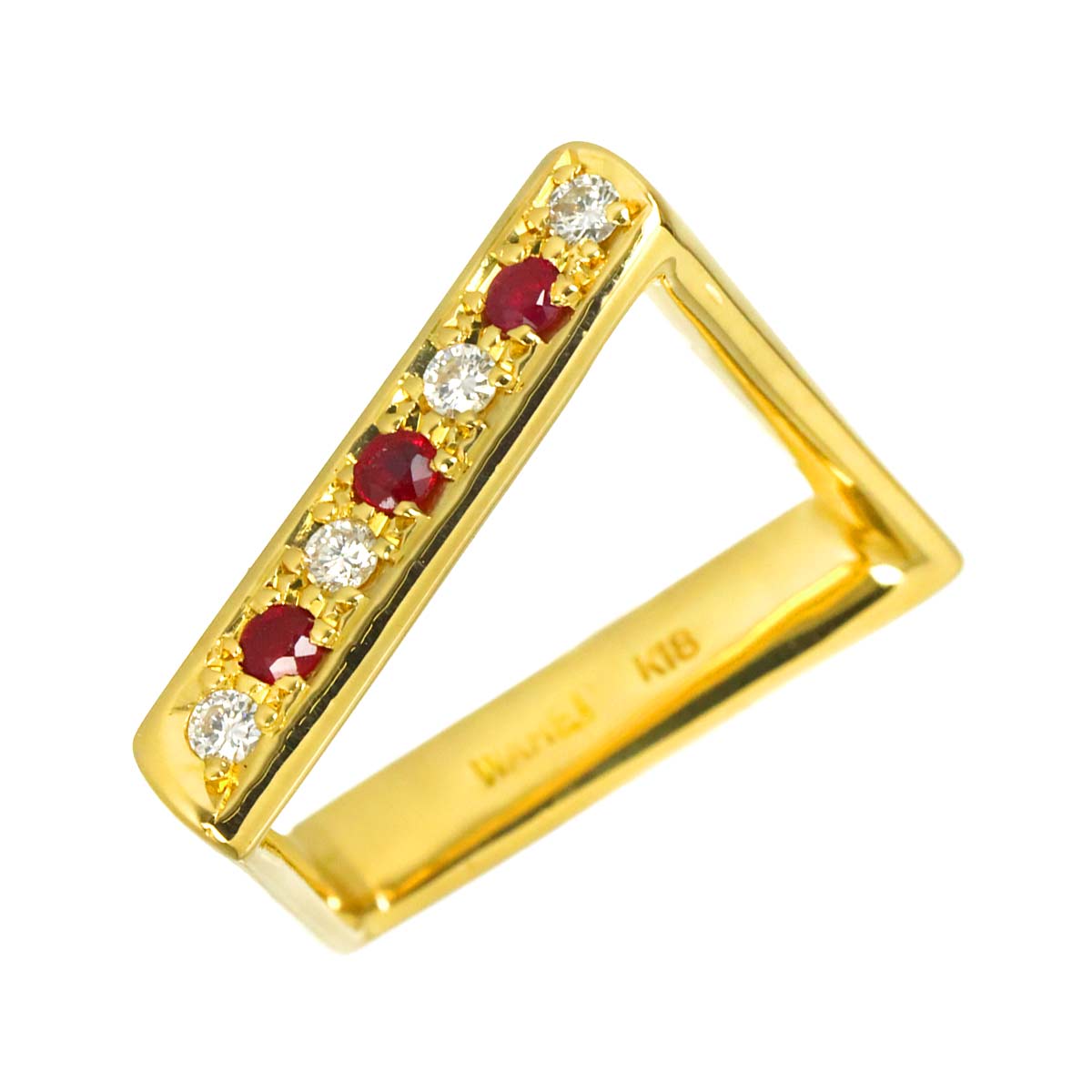 Ruby 0.16ct Diamond 0.12ct Ring 18K YG 750 Size6.25-6.5(US)