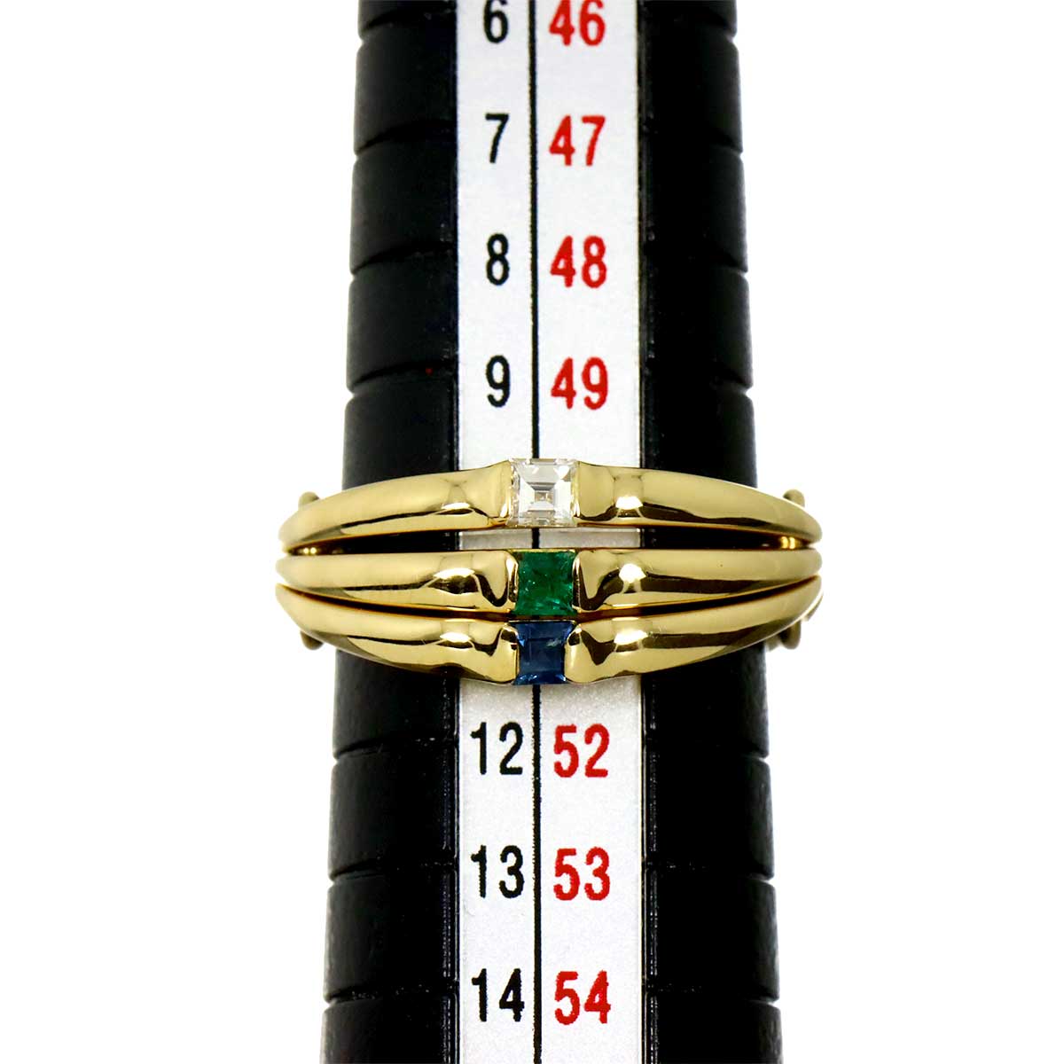 Diamond Multi stone Ring 18K Yellow Gold 750 Size5.5-5.75(US)