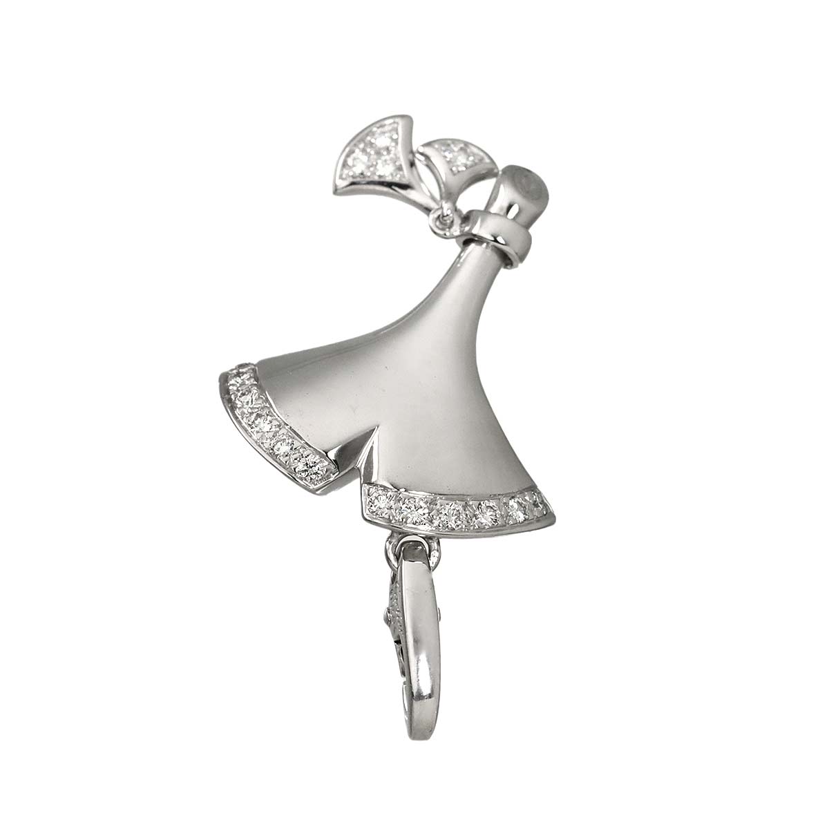 Ginkgo Diamond Charm Pendant 18K White Gold 750