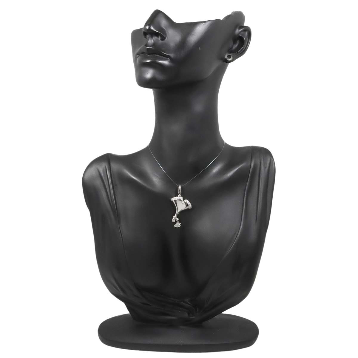 Ginkgo Diamond Charm Pendant 18K White Gold 750