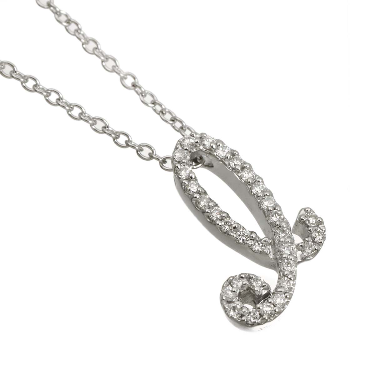 Diamond 0.14ct Initial Necklace 18K White Gold 750