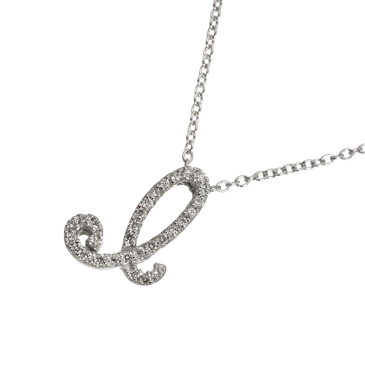 Diamond 0.14ct Initial Necklace 18K White Gold 750