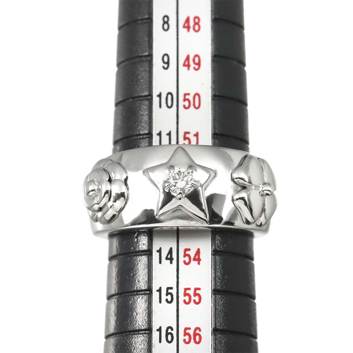 Three Symbols Diamond Ring 18K WG 750 size6.25-6.5(US)