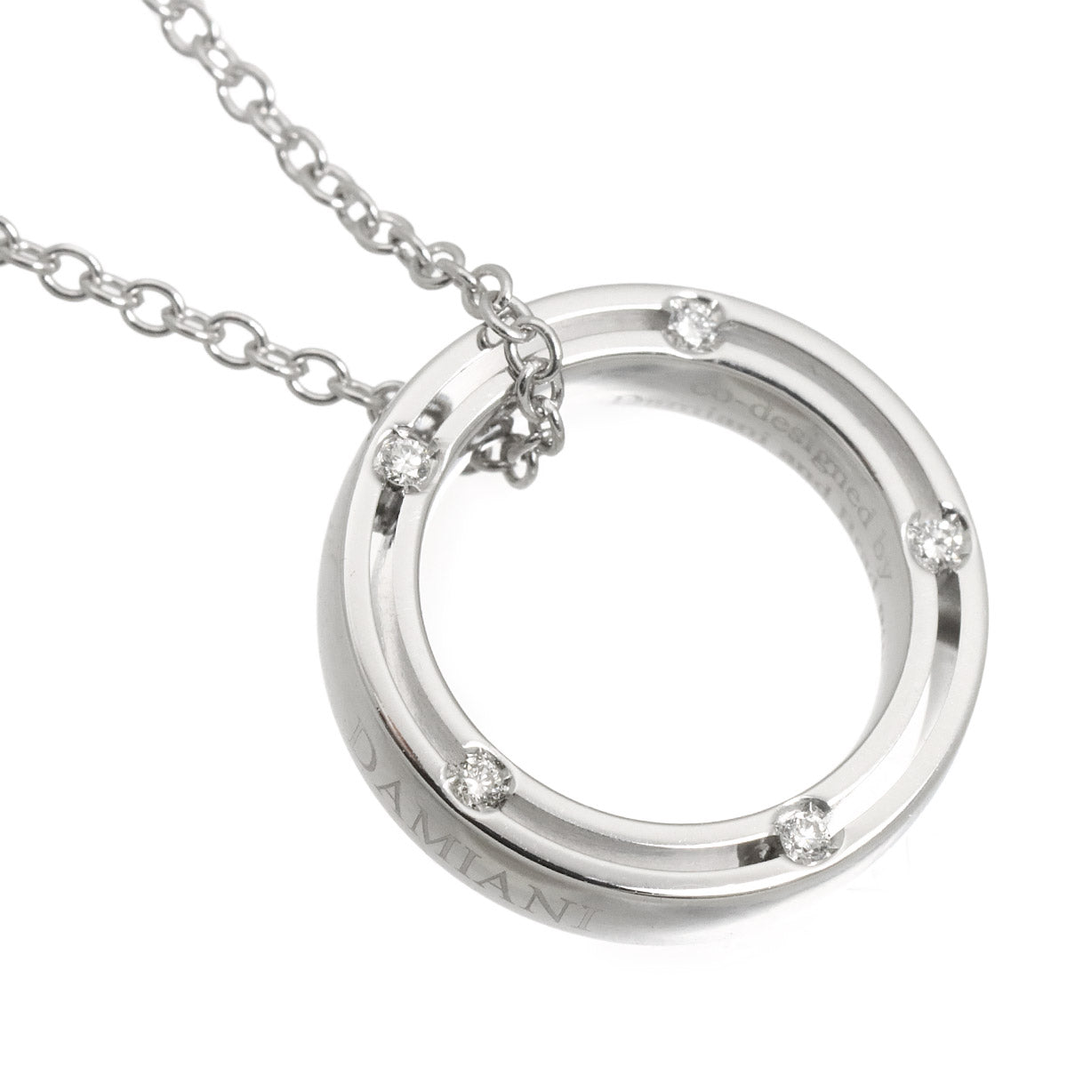 D-SIDE Diamond Long Necklace 18K White Gold 750
