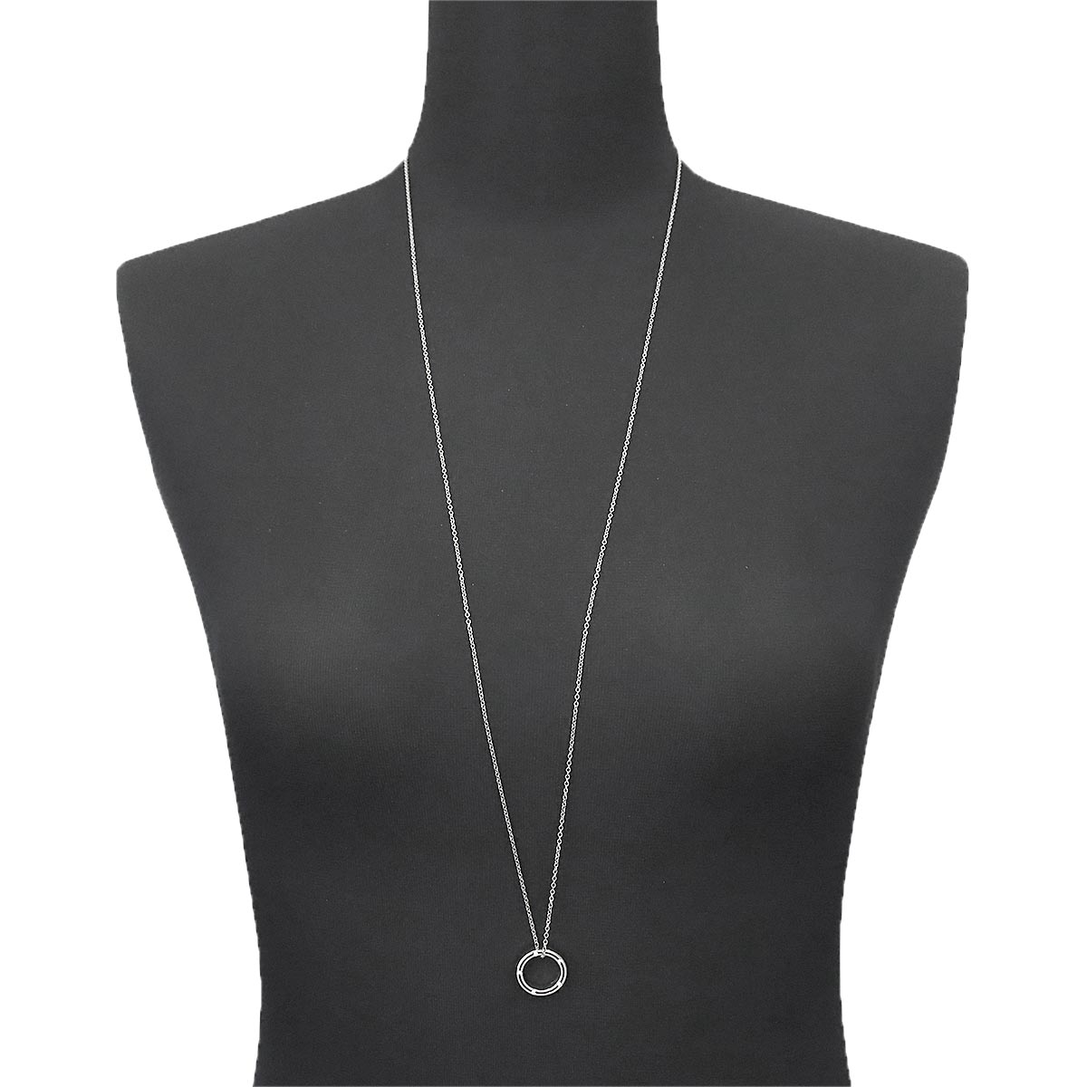 D-SIDE Diamond Long Necklace 18K White Gold 750
