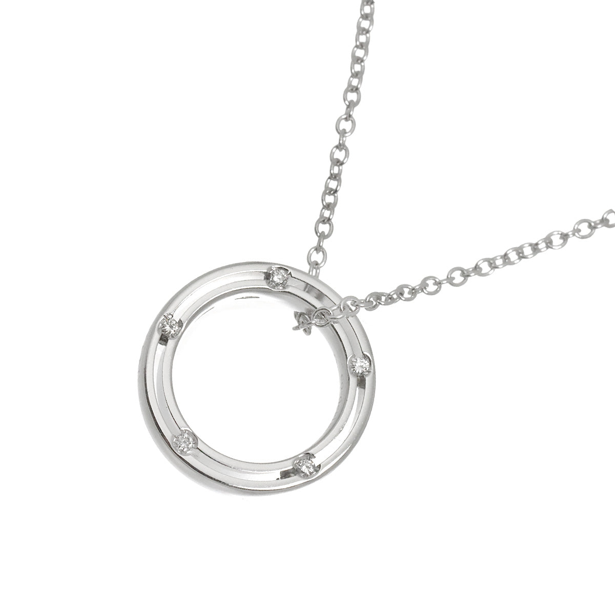 D-SIDE Diamond Long Necklace 18K White Gold 750
