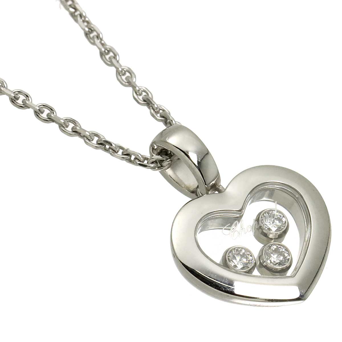 Happy Diamond Heart Necklace 18K White Gold 750