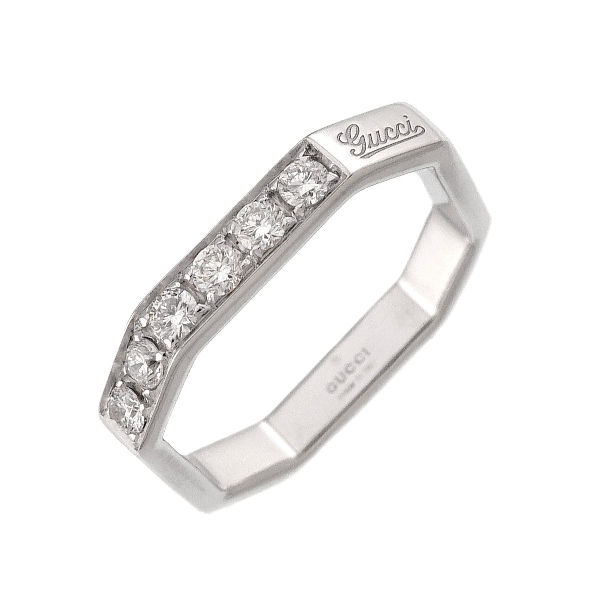 Diamond Ring 18K WG 750 size6 4.5(US)